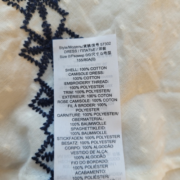 Boho Chic Tory Burch Gabriella 100% Cotton Embroidered Dress Size 0 - Picture 14 of 15